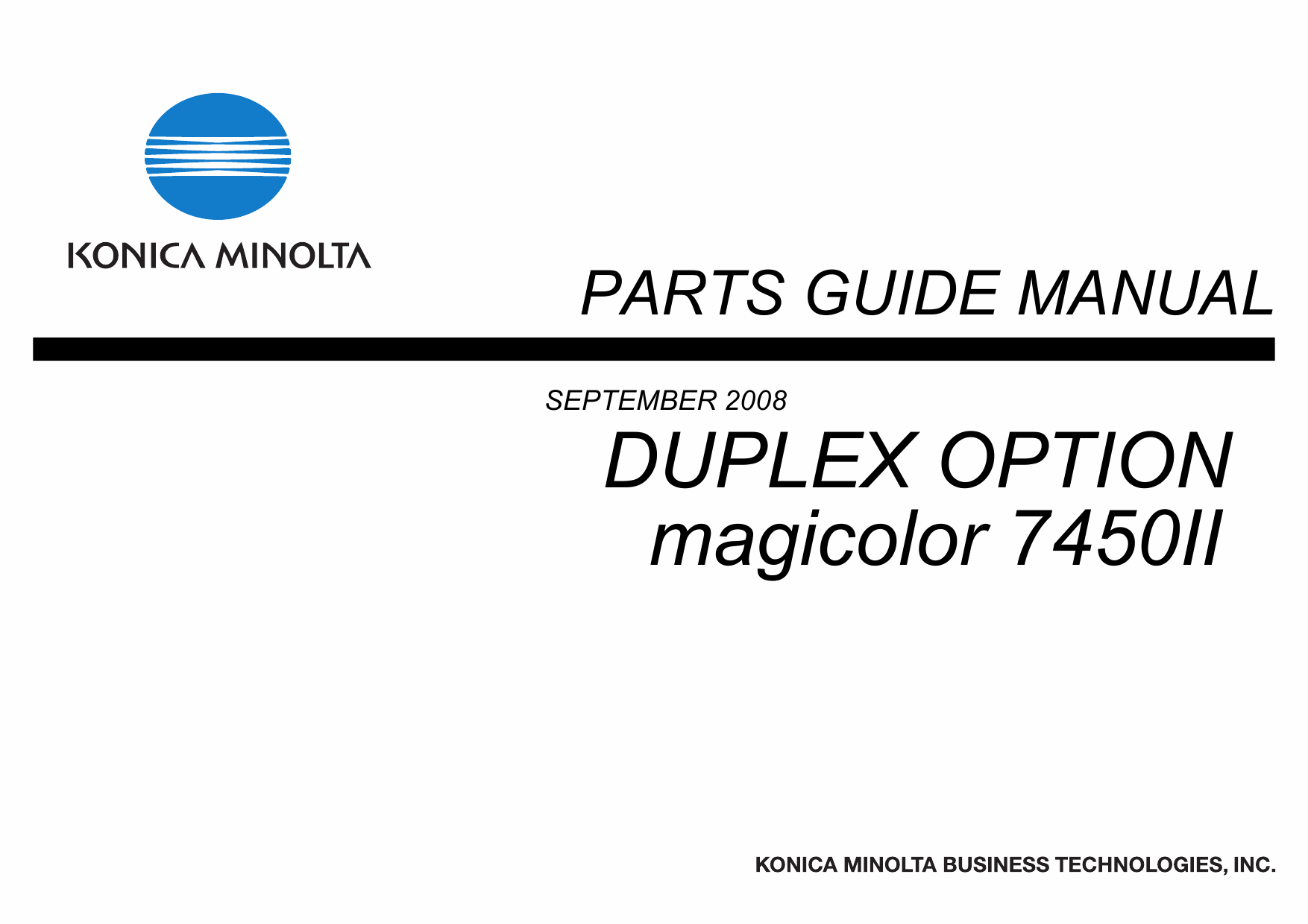 Konica-Minolta magicolor 7450II Duplex-Option Parts Manual-1